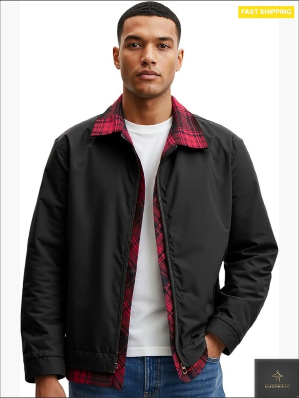 Bomber Jacket Lightweight Windbreaker Casual Zip Up Spring Fall Golf Coat with